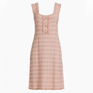 Misook Pastel Pink/ Orange Tweed fabric A line Dress size M